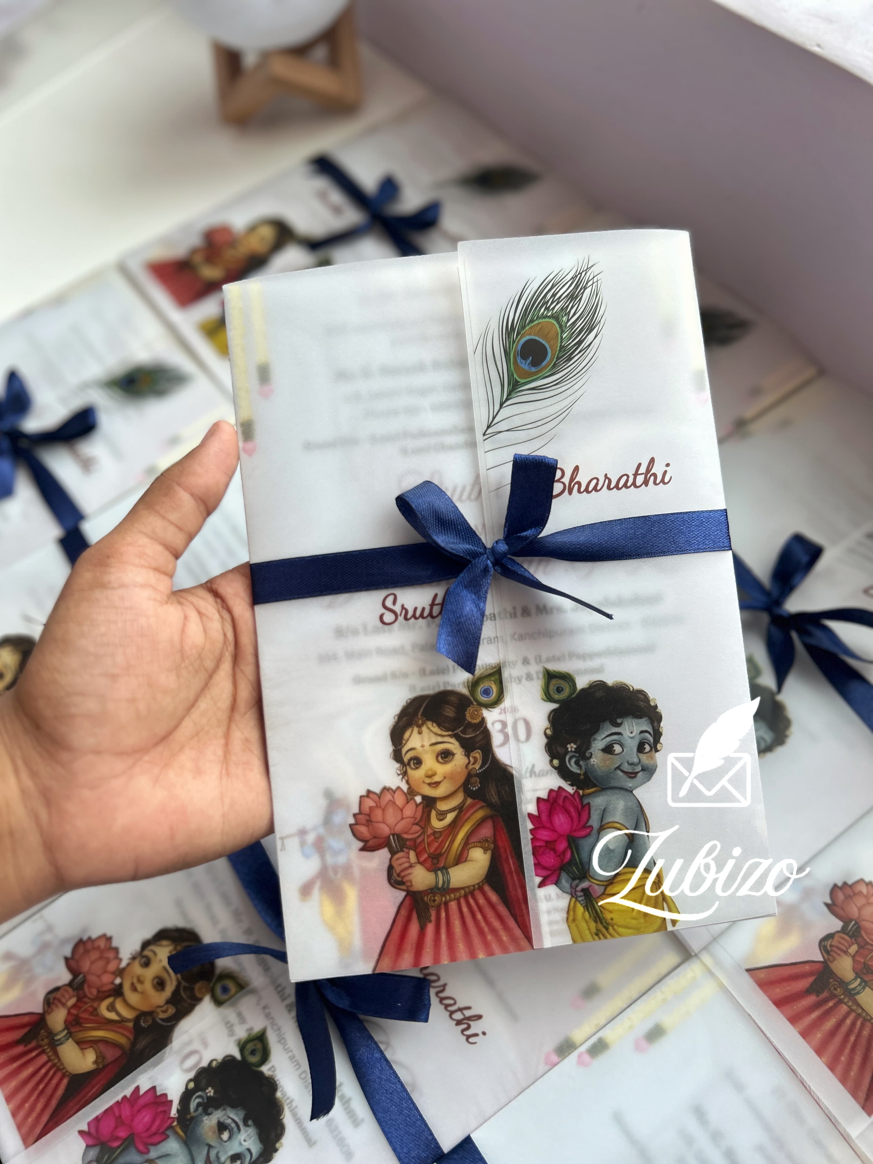 Divine Radha Krishna Vellum Invite