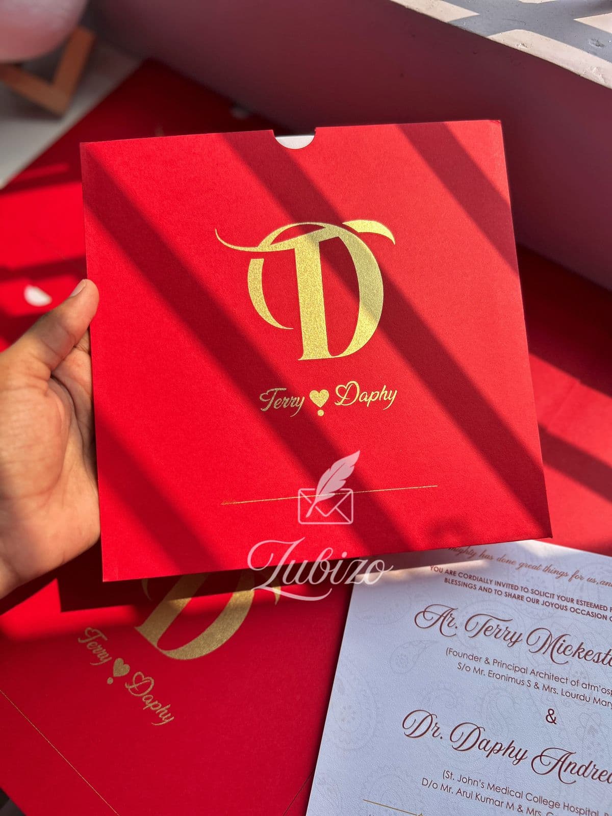 Crimson Grace Monogram Invite