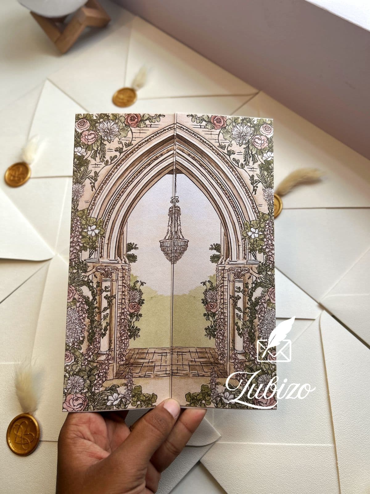 Ivory Palace Fold Invite