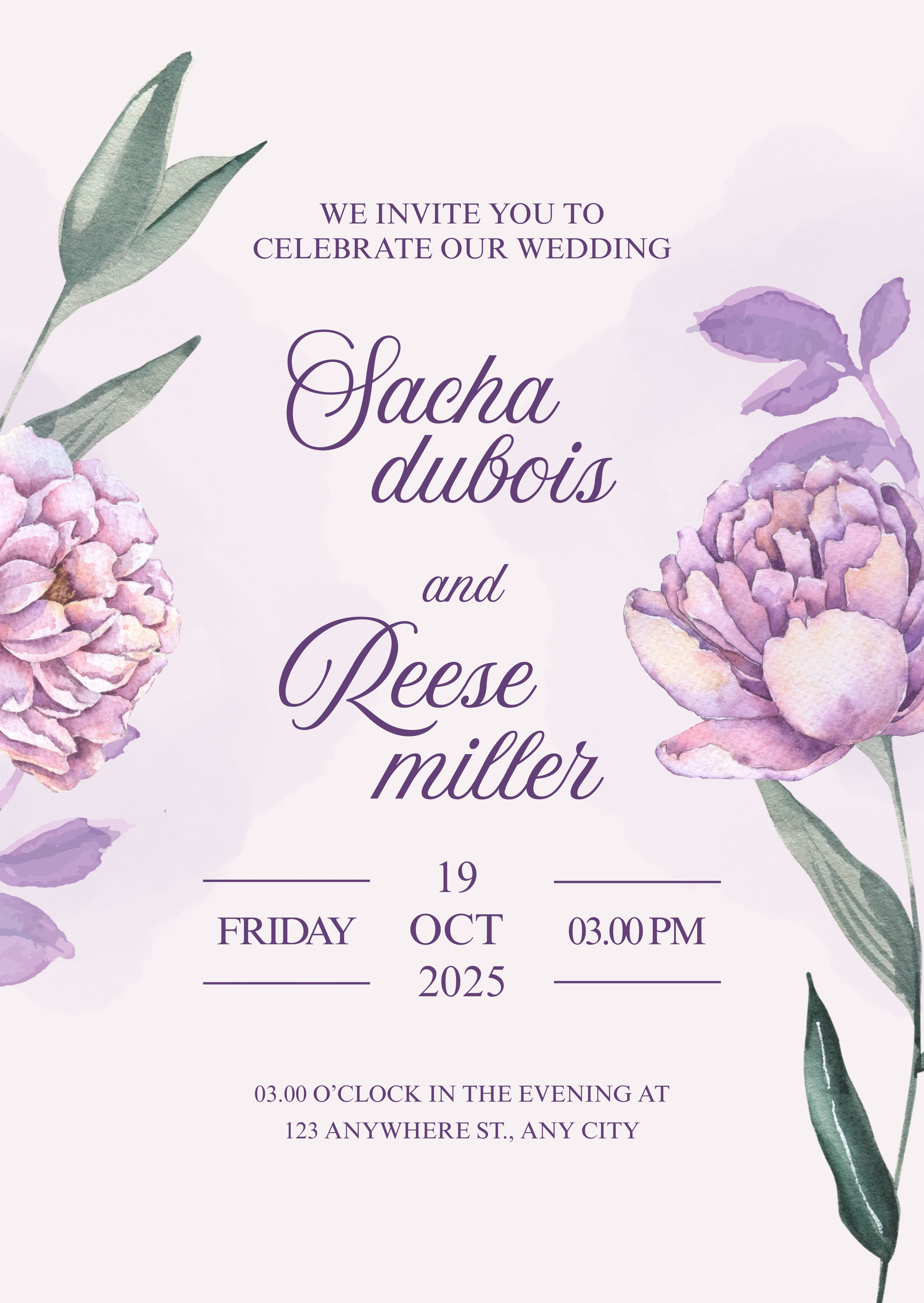 Purple Simple Watercolor Floral