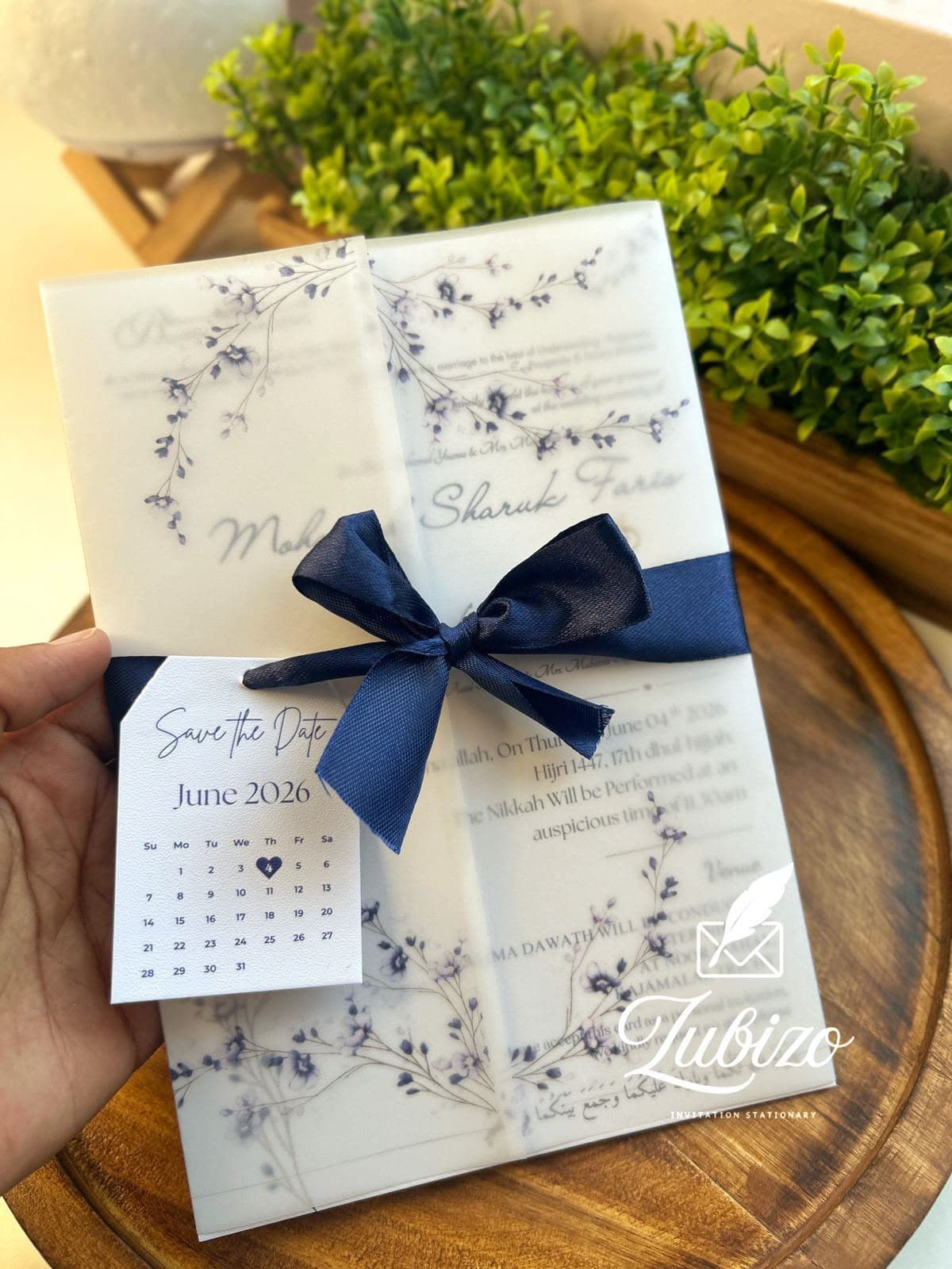 Navy Frost Calendar Invitation