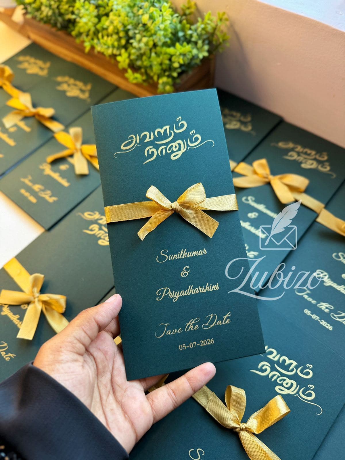 Emerald Save The Date Ribbon Invitation