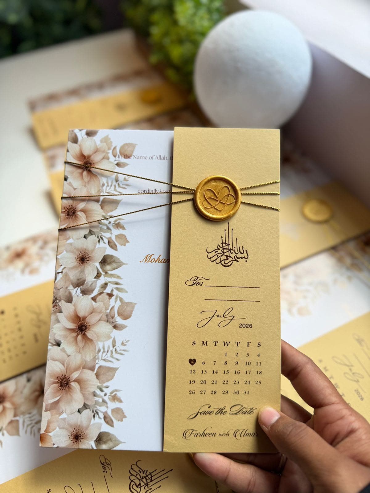 Golden Blossom Save The Date Invitation