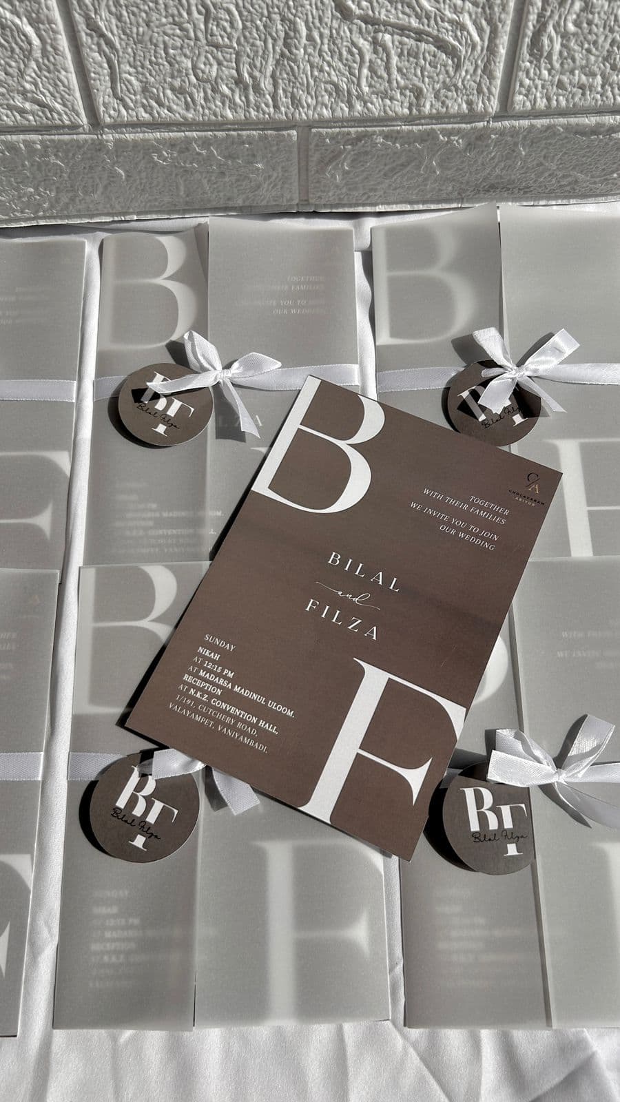 Monogram Vellum Wrap Invitation