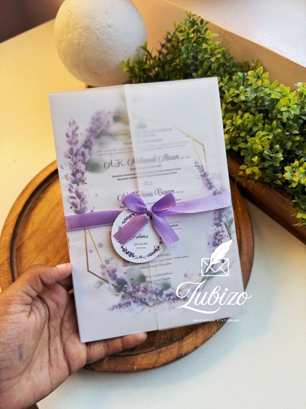 Lavender Frost Ribbon Invitation