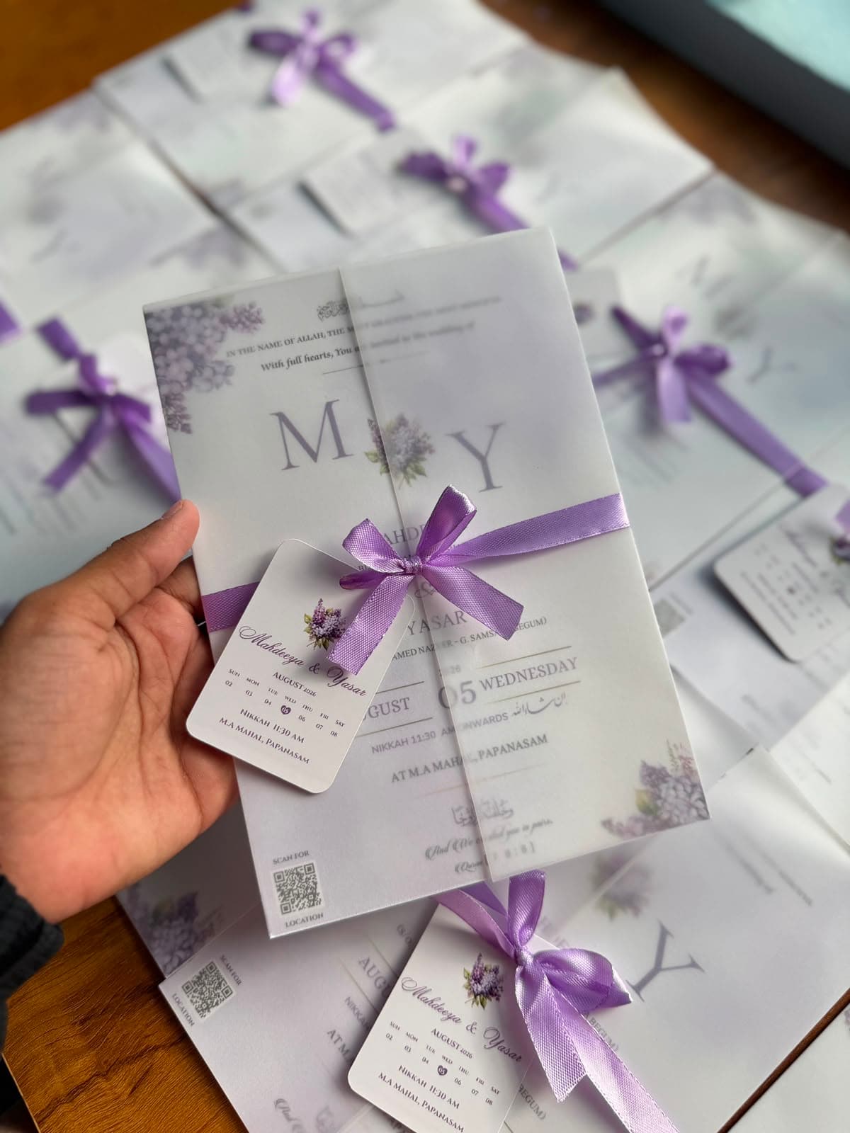 Lilac Bloom Ribbon Invitation